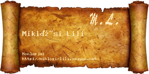 Miklósi Lili névjegykártya