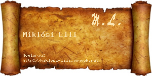 Miklósi Lili névjegykártya